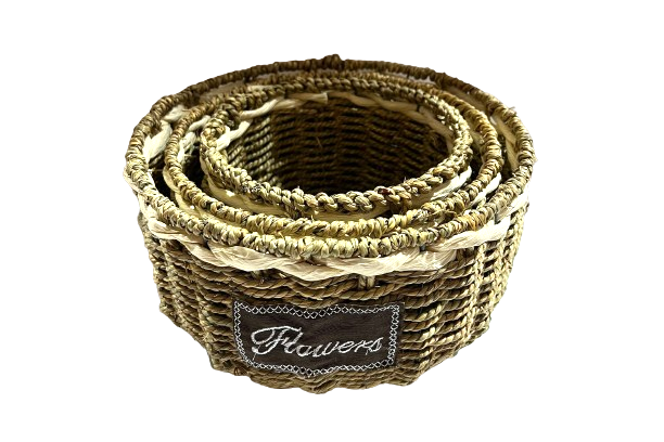 סט סלסלות חבל יוטה מארז שלושה יחידות בגדלים שונים