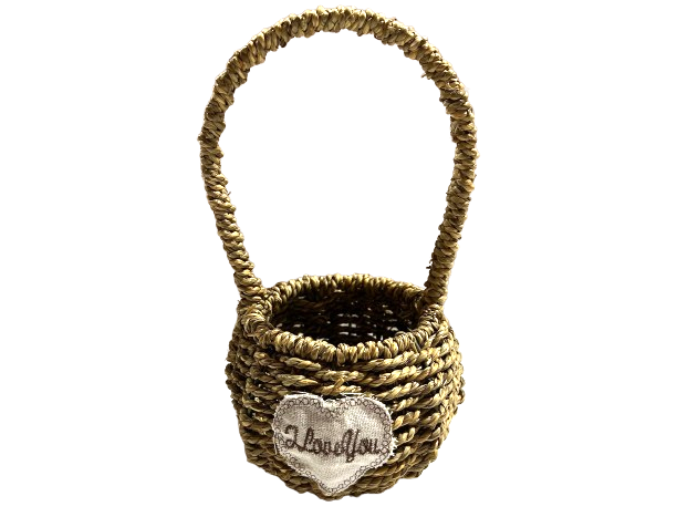 סלסלה עם ידית מחבל יוטה עגולה