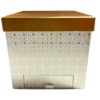 קופסה מרובעת בצבע לבן זהב עם מגירה
