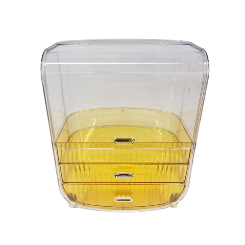 ארגונית איפור צבע שקוף זהב עם מגירות דגם אדל