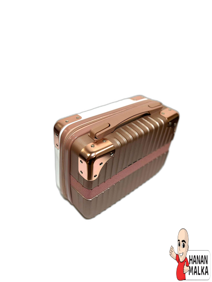 מארז מזוודה איכותית בצבעים רוס גולד ולבן