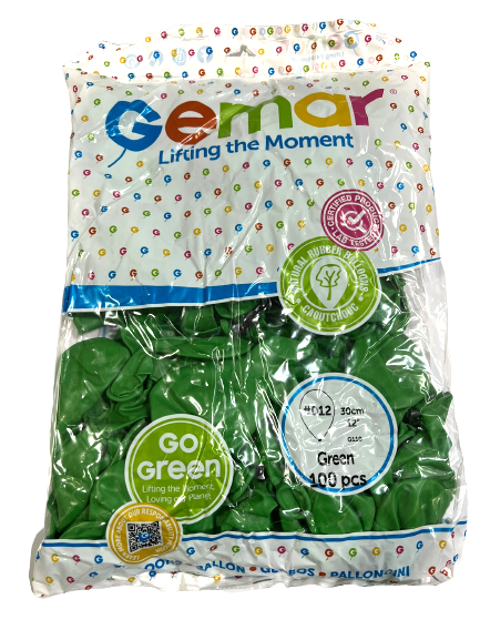 בלון גומי צבע ירוק Gemar דגם 012 בגודל 12 אינץ