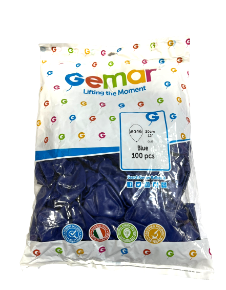 בלון גומי צבע כחול Gemar דגם 046 בגודל 12 אינץ