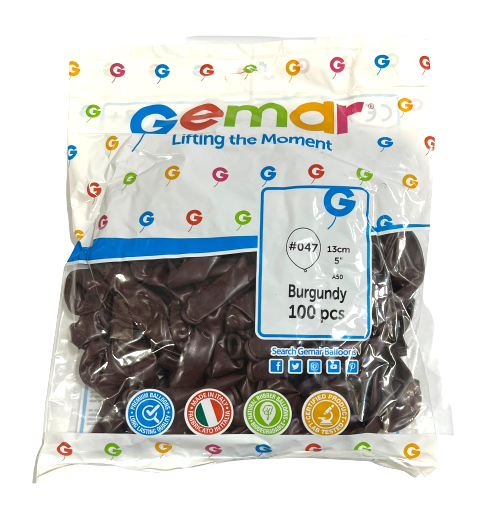 בלון גומי צבע בורגנדי Gemar דגם 047 בגודל 5 אינץ