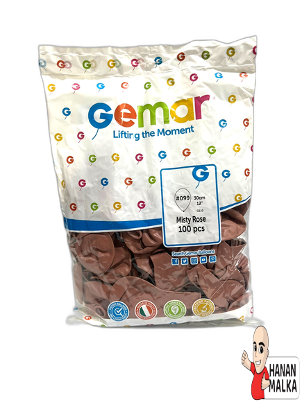 בלון גומי צבע ורד ערפילי Gemar דגם 099 בגודל 12 אינץ