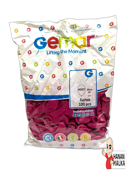 בלון גומי צבע ורוד פוקסיה Gemar דגם 007 בגודל 12 אינץ