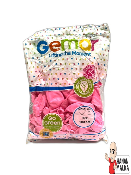 בלון גומי צבע ורוד Gemar דגם 057 בגודל 12 אינץ