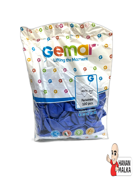 בלון גומי צבע כחול בהיר סגלגל Gemar דגם 075 בגודל 12 אינץ