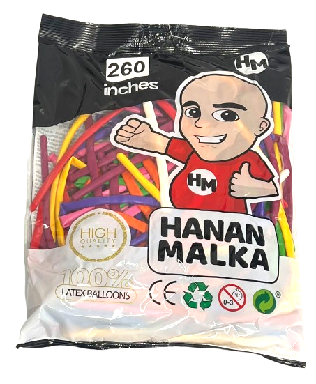 חבילת בלון נקניק צבעוני 100 בלונים בחבילה