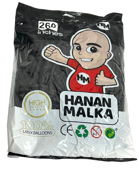 חבילת בלון נקניק צבע שחור 100 בלונים בחבילה